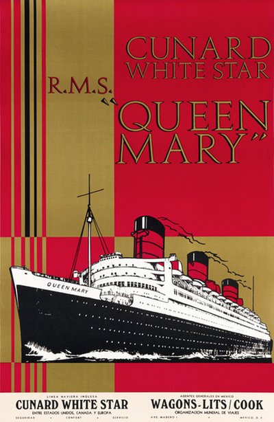 Cunard White Star - R.M.S. Queen Mary original poster 