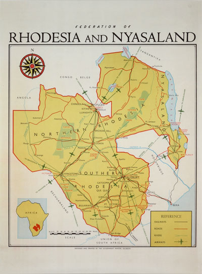 Original vintage poster: The Federation of Rhodesia and Nyasaland Map ...