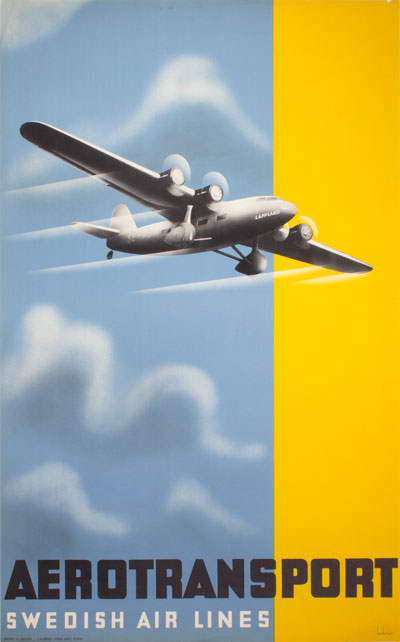 Original vintage poster: Aerotransport Swedish Air Lines designed by ...