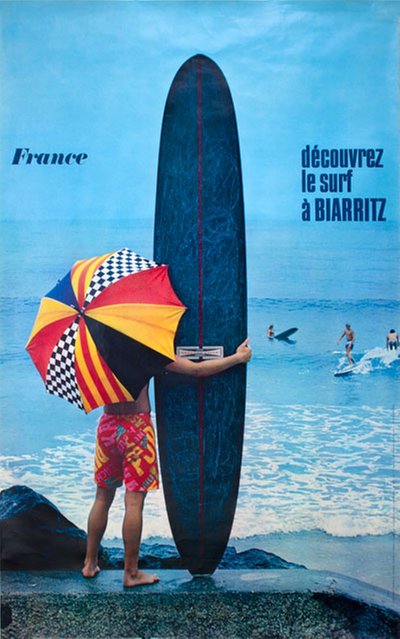 France Découvrez le surf à Biarritz  original poster designed by Photo: Jean-Pierre Ducatez 